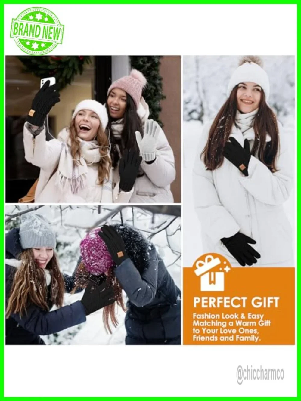Winter Touchscreen Gloves with Fleece Lining, Thermal Warm Gloves for Women